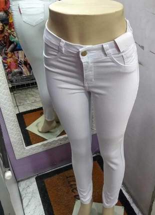 Calça jeans branca feminina skinny laycra meitrix