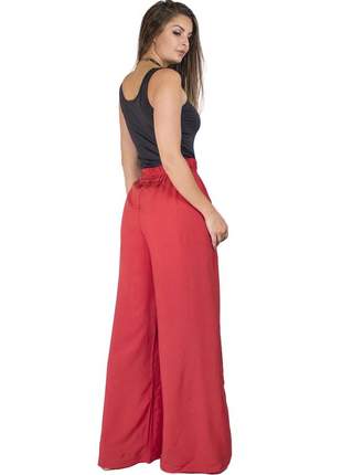 Calça dress code moda pantalona vermelha