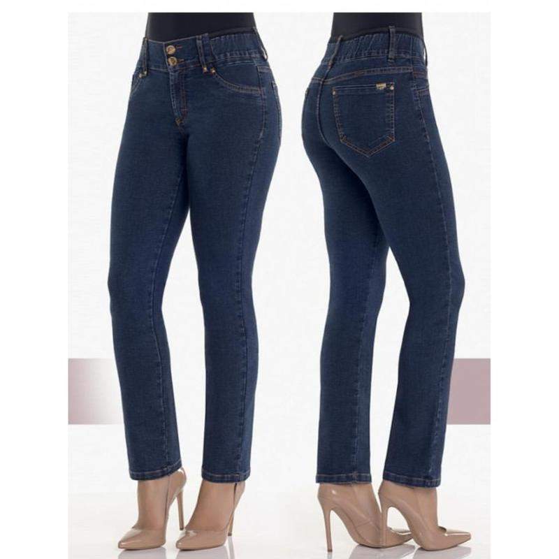 Calça jeans feminina reta cintura alta - marca dbz - diamante