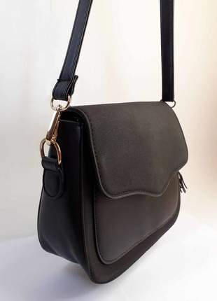 Bolsa bag valeria preta - bolsa feminina, tiracolo, casual, em couro ecológico