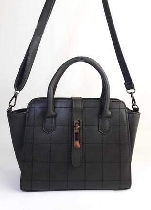 Bolsa bag camila preta - bolsa feminina, de mão e ombro, em couro ecológico