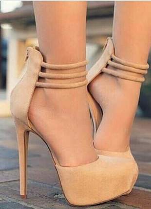 Sapatos femininos scarpins plataforma festa