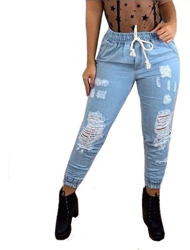 calça jogger jeans feminina plus size