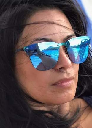 Óculos das blogueiras espelhado azul tendência nova promoção #la