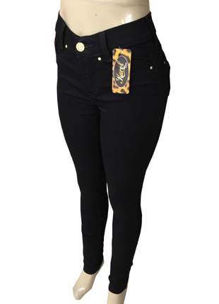 Calça jeans feminina moda maior cintura alta lycra