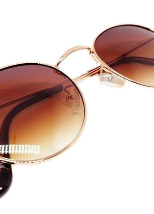 Óculos de sol feminino redondo moda retro + estojo e flanela