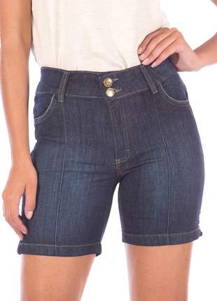Bermuda sisa jeans meia coxa com elastico