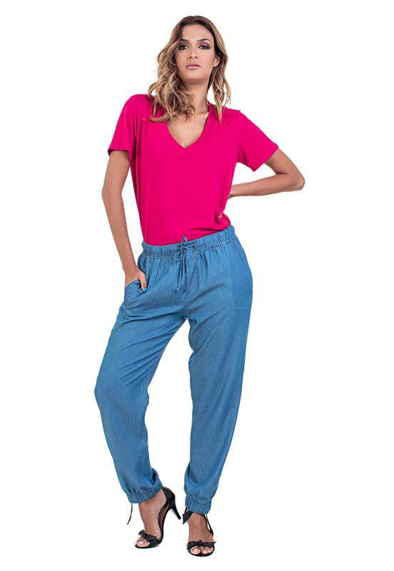 calça jeans com elastico na cintura feminina plus size