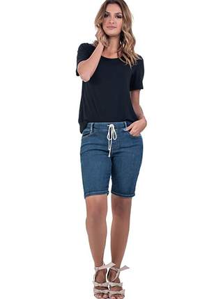 Bermuda jeans jogger com elastano e elástico na cintura