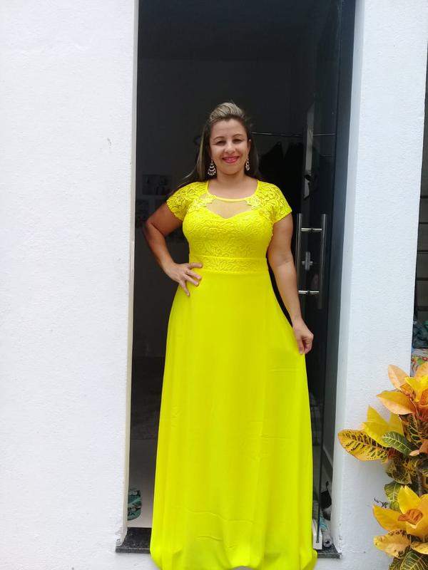 vestido de formatura amarelo longo
