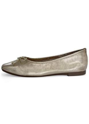 Sapatilha couro dali shoes bailarina dourada metalizada com brilho