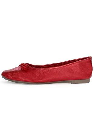 Sapatilha couro dali shoes bailarina vermelha metalizado com brilho