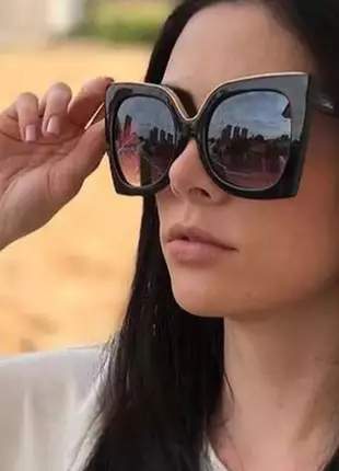 Óculos de sol feminino grande nova coleção preto chic