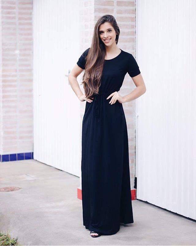 vestido preto liso longo