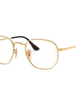 Armacao de óculos ray-ban rx 6448 hexagonal dourada