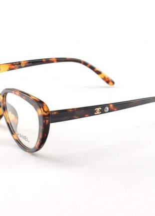 Armacao de óculos gatinho chanel x3253 marrom tartaruga