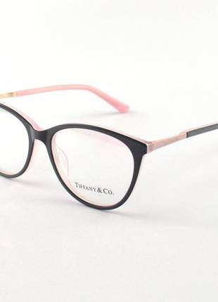 Armacao de óculos oval tiffany tf2142 preto e rosa