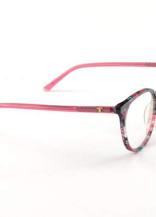 Armacao de óculos redonda chanel x1336 rosa floral