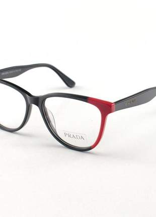 Armacao de óculos prada pr 05uv acetato preta e vermelha