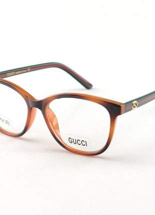 Armacao de óculos quadrado gucci gg0402 tartaruga classico