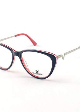 Oculos armação de grau swarovski sk5232 azul e vermelho