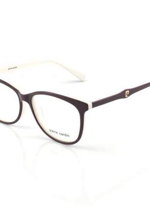 Armacao de óculos feminina pierre cardin 8406 bordo e branco