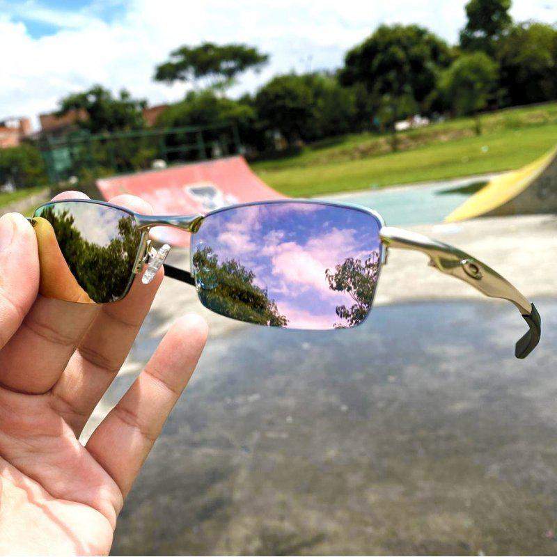 Óculos de Sol Lupinha Oakley Vilão Fio Nylon Preta Rosa Transparente