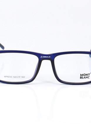 Armação de óculos quadrada masculina mont blanc ap9233 - azul