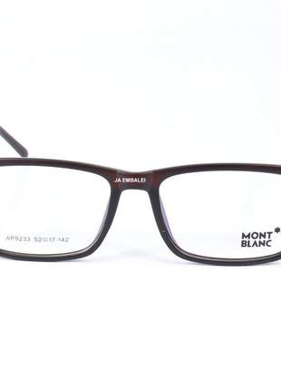 Armação de óculos quadrada masculina mont blanc ap9233 - marrom
