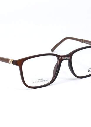 Armação de óculos quadrada masculina mont blanc mb7030 - marrom