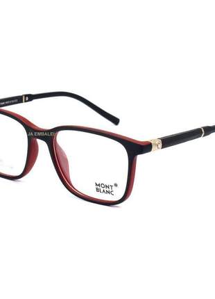 Armação de óculos quadrada masculina mont blanc mb7030 preto vermelho
