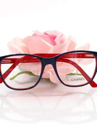 Óculos armação de grau emilly - chanel azul e vermelha
