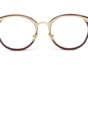 Armacao de óculos redonda feminina dior 2334 cd marrom translucido