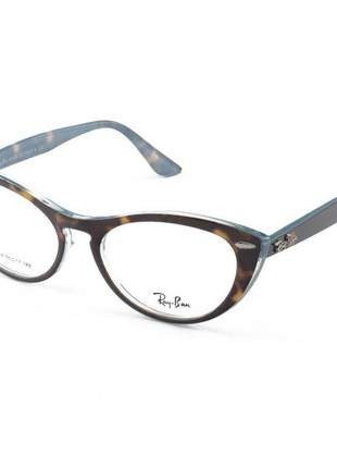 Armacao de óculos gatinho ray-ban nina rx4314 tartaruga e azul