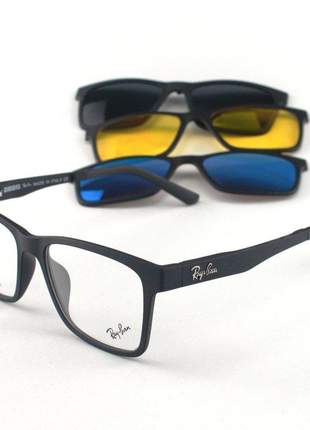 Armacao de óculos clip on ray-ban 2088 4 lentes - preto
