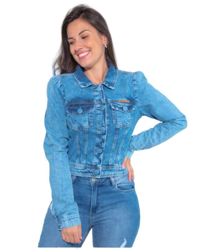 jaqueta curta jeans feminina