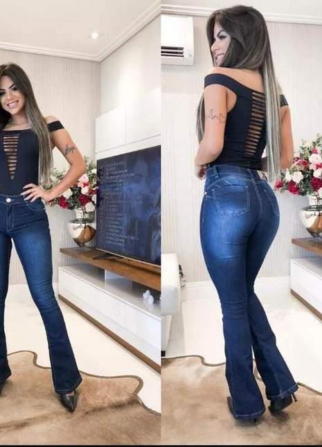 calça flare jeans feminina
