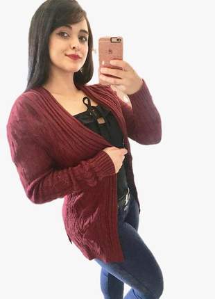Cardigan feminino tricot tricô alongado maxi longo aberto elegante