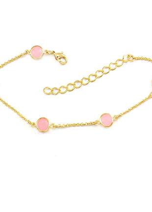 Pulseira estilo tiffany rosa banhado a ouro 18k - pul016