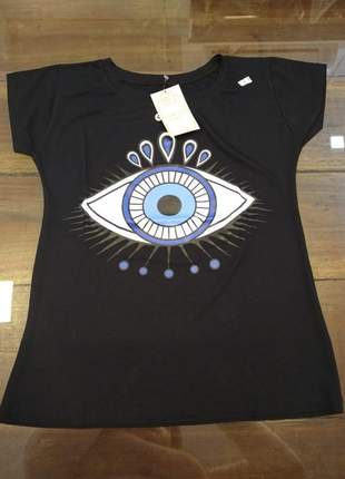 Blusa manga curta t-shirt blusinha casual camiseta olho grego
