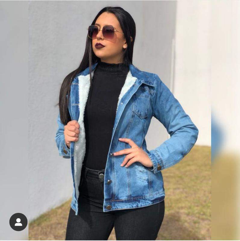 jaqueta jeans forrada feminina