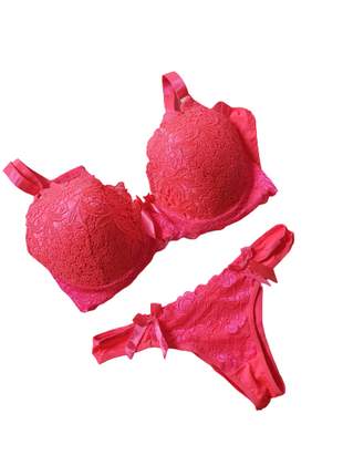 Sutiã calcinha plus size pink neon 50 lingerie conjunto