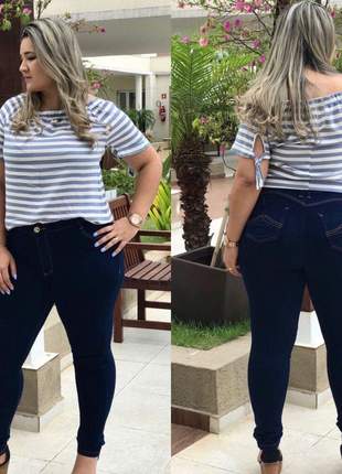 Calça jeans feminina plus size amaciada