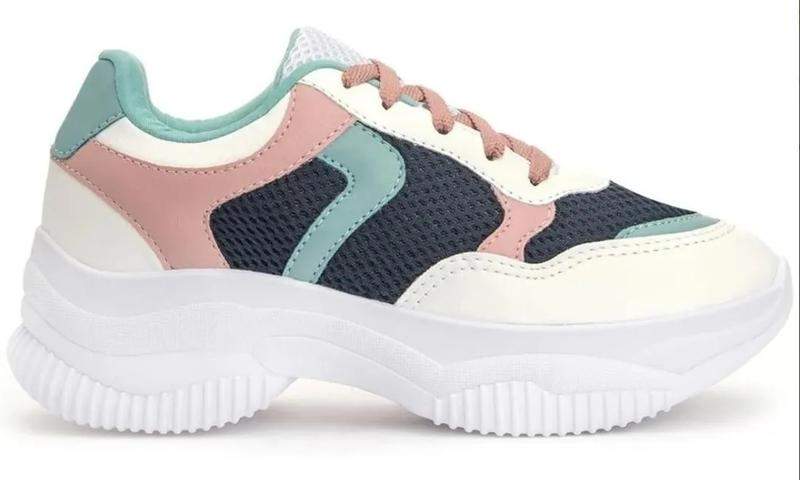 Tênis sneaker feminino color - R$ 119.90, cor Turquesa (plataforma, casual)  #53612, compre agora
