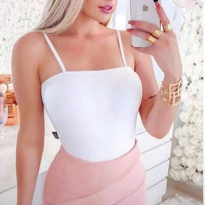 Body blusa feminina moda blogueira com alça - R$ 49.99, cor Branco