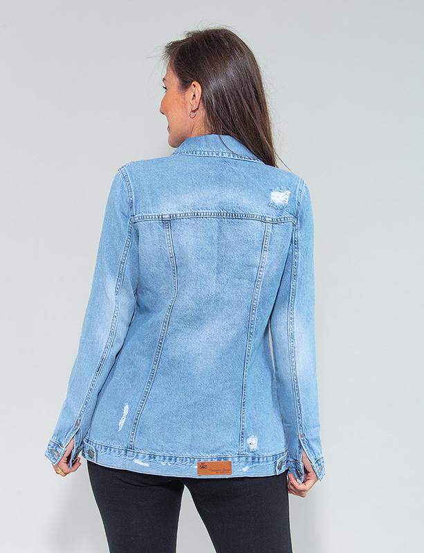 jaqueta jeans azul claro feminina