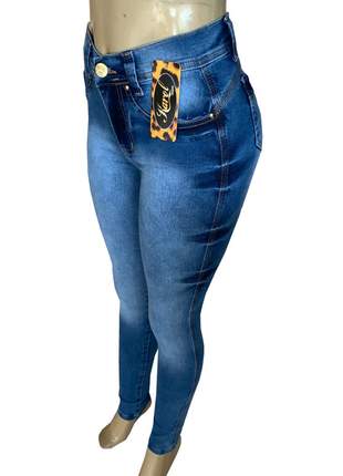 Calça cintura alta feminina jeans lycra (hot pants)