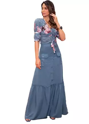 Conjunto saia e blusa feminino fascínius moda evangélica