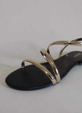 Sandália feminina rasteira dourado metal lx005