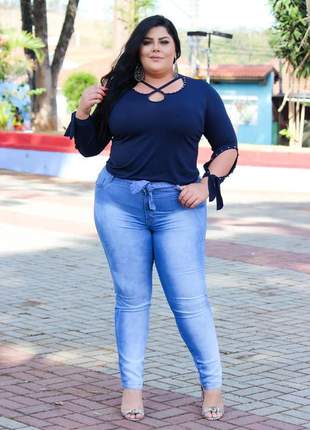 Calça plus size linda jeans clara moda casual moda feminina tamanho grande 46 ao 52